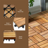 27 Pieces 12 x 12 Inch outdoor floor tilesAcacia Wood Interlocking Patio Deck Tile 92883574