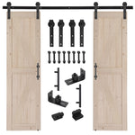 ZUN 48 in. x 84 in. Unfinished Sliding Double Barn Door with 8FT Barn Door Hardware Kit & Handle ,K 58868087