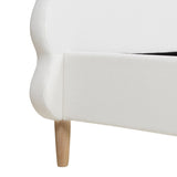 Stockholm Modern Wavy Headboard Platform Bed, King, Antique White Polyester B2719P238206