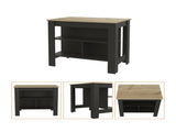 Rockaway 3-Shelf Kitchen Island Black Wengue and Light Oak B06280048