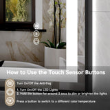 28x36" Black Tempered MirrorDual LED Light StripsFront and Back Lighting T3177P320575