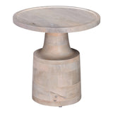 Contemporary Round Solid Wood End/Side Table, Living Room Sofa Side Table, Oak White Finish, Light B011P216679