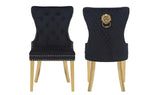 Simba Gold 2 Piece Dinning Chair Finish with Velvet Fabric in Black 659436063105