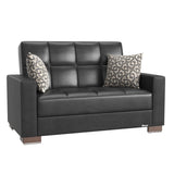 PrimeNest ZenAero Collection Upholstered Convertible Loveseat with Storage, Black-PU B030P281754