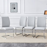 ZUN Luxury Simple Arch Chair - Set of 4 Light Gray PU Material High Resilience Dining Chair with Arched W1151P154861