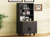 ON-TREND Farmhouse Storage with 4 Solid Wood Gourd-Shaped Legs, Modern Kitchen Pantry N721P205790B