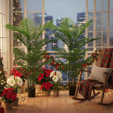 2 PCS Set 5.2ft Artificial Trees Faux Tropical Potted Plants Areca Palm Tree for Christmas Indoor 98380593