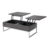 ZUN Grey Oak and Chrome Coffee Table with Lift Top B062P189218