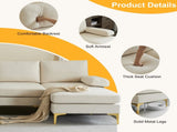 280*130*85 U-Shaped 4-Seat Linen Seat Frame Wooden Frame Back Iron Frame Golden Feet Indoor Modular 61904098