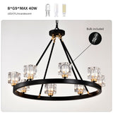 Matte Black Gold Wagon Wheel Chandelier Farmhouse Modern Small Crystal Round Chandelier for Living W1592P233064