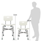 Medical Bathroom Safety Shower Tub Heavy Duty Aluminium Alloy Bath Chair Bench with Back White 77592932
