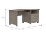 Computer Desk with Open Storage Shelf and 3-Drawers, Light Gray B097132887