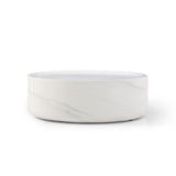 ZUN 39.37'' White Marble Round Coffee Table Sturdy Fiberglass table for Living Room, No Need Assembly. W876P154763