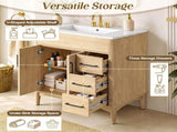 30-Inch Bathroom Vanity with Ceramic Sink, Soft-Close Doors and Drawers, Modern Traditional N729P512871N
