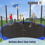 ZUN 16FT Trampoline for Kids with Safety Enclosure Net, Basketball Hoop and Ladder, Easy Assembly Round 01430998