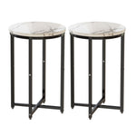 ZUN Set of 2 Round End Side Table with Faux Marble Top and Metal Frame for Living Room Bedroom Balcony W36837044