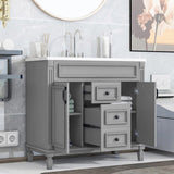 36'' Bathroom Vanity with Top Sink, Modern Bathroom Storage Cabinet with 2 Soft Closing Doors and 2 N710P230231E