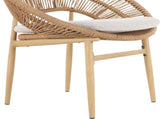 Cyril Outdoor Wicker Papasan Style Dining Chair, Teak Finished Leg and Light Brown Faux Rattan, N775P271975B