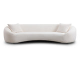 93.31" Minimalist Curved Sofa, 3 Seater, White Boucle Fleece Upholstered Sofa, Tight Curved Back W2664P240137