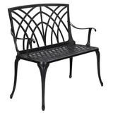 ZUN 38in Outdoor Orchid Back Aluminum Bench Black 43199570