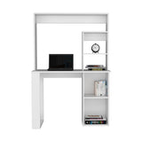 Writing Computer Desk with Storage Shelves and Hutch, White B097132999