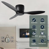 52" Flush Mount Ceiling Fan without light, 3 Reversible Blades, with 6 Speeds Reversible DC W2352P154691