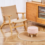 ZUN Storage Ottoman, Modern Round Footrest with Soft Padded Seat, Teddy Velvet Footstool with Wood Legs, 66846262