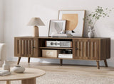 55-inch wooden TV cabinet with 2 vertical groove doors, adjustable shelves, living room W1706P465297