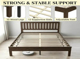 Queen Size Wood Platform Bed with Headboard & Footboard 57100833