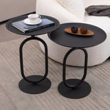 Lantern-shaped Metal End Table, Small Round Side Table, Modern Coffee Drink Cocktail Table, Small W2664P232831