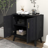 Mid Century Modern Fluted Sideboard with Adjustable Shelves & Solid Wood Legs, Buffet W1801P272511