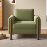 Oversized Accent Chair, Upholstered Living Room Chairs Single Sofa Chair with Walnut Legs, Curved N765P189679N