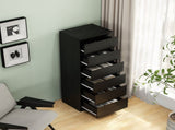 6 Drawer Dresser,Modern Storage Chest of Drawers,18.9In Black Dresser for Closet with Handle-Free W3151P407892