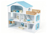 3-Floor Wooden Dollhouse for Kids, 5 Play Areas Pretend Play House with Movable Elevator & Stairs, 12701287