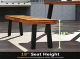 Versatile Acacia Wood Garden Bench, Adjustable Foot Pads Outdoor Dining Bench 00486697
