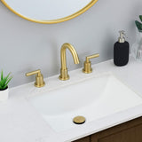 Gold Bathroom Faucet 2 Handle 8 Inch Bathroom Sink Faucets Stainless Steel 3 Hole Widespread with T3177P277501