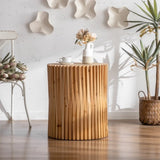 Retro Fashion Style Cylindrical Side Table with Vertical Texture Relief Design,Suitable for Living GL-W757102860