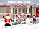 9.8 FT Lighted Inflatable Decoration, Inflatable Santa Claus and Snowman Holding Merry 19789654