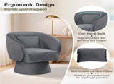 360&deg Swivel Barrel Chair - Plush UpholsteryLumbar Pillow, 400lbs Capacity, Gray 87209728