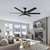 ZUN Modern 60" Integrated LED Light Ceiling Fan with Remote Control W136796055