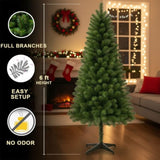 6FT Christmas Tree with 490 Tips Artificial Plant PVC Green Leaf Tree Sturdy 4-Leg Stand for Indoor 13185798
