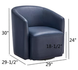 Ardena Midnight Blue Faux Leather Swivel Barrel Chair B050P322594