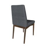 ZUN Set of 2 Padded Fabric Dining Chairs in Natural Tone and Gray B016P156412