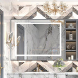 32x24inch Glossy Brushed Silver 3000-6000K LED Bathroom Mirror With Lights,Anti-Fog Dimmable Lighted GL-W2091126985