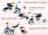 Toddler Tricycle with Rainbow LED Wheels, Foldable 3-in-1 Balance Bike with Carbon Steel Frame, 08127075