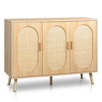 ZUN Modern Rattan Shoe Storage Cabinet with 3 Doors and Adjustable Shelves, Accent Cabinet for Living 22364309