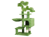 48in Plush Cat Tree with Leaves, Multi-level Cat Tower with Cat Condo, Cozy Hammock, Sisal 44394906