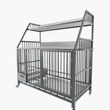 Large pet cage with rack, drawers with stainless steel food and water basins, double-layer W3064P245387