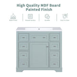 ZUN 36" Bathroom Vanity without Sink, Cabinet Base Only, One Cabinet and Six Drawers, Green WF306253AAG