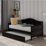 Twin Wooden Daybed with Trundle Bed, Sofa Bed for Bedroom Living Room, Espresso WF192861AAP